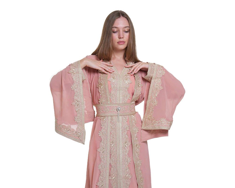  قفطان نسائي شيفون بتصاميم شرقية فاخرة