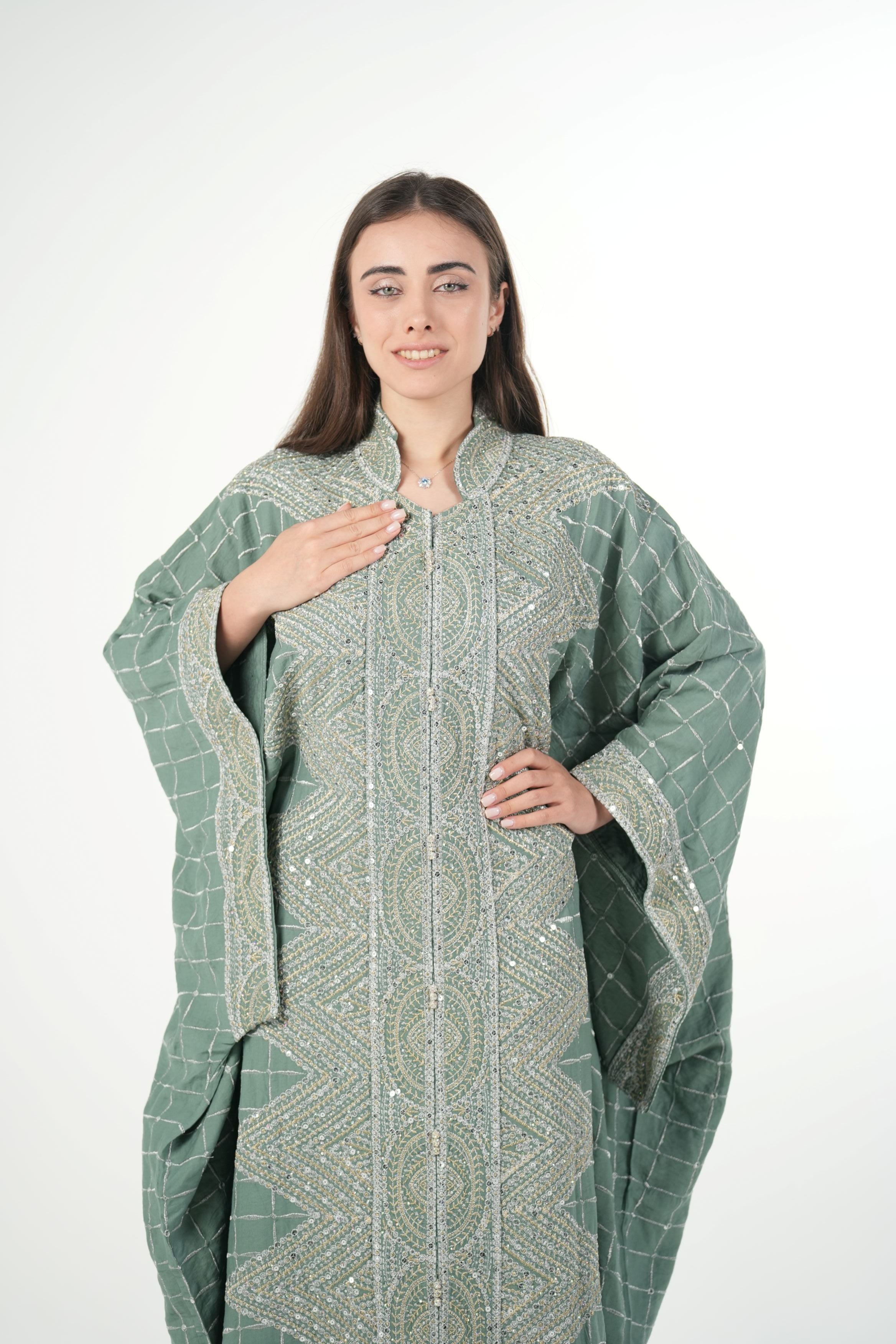 Emerald Embroidered Jalabiya