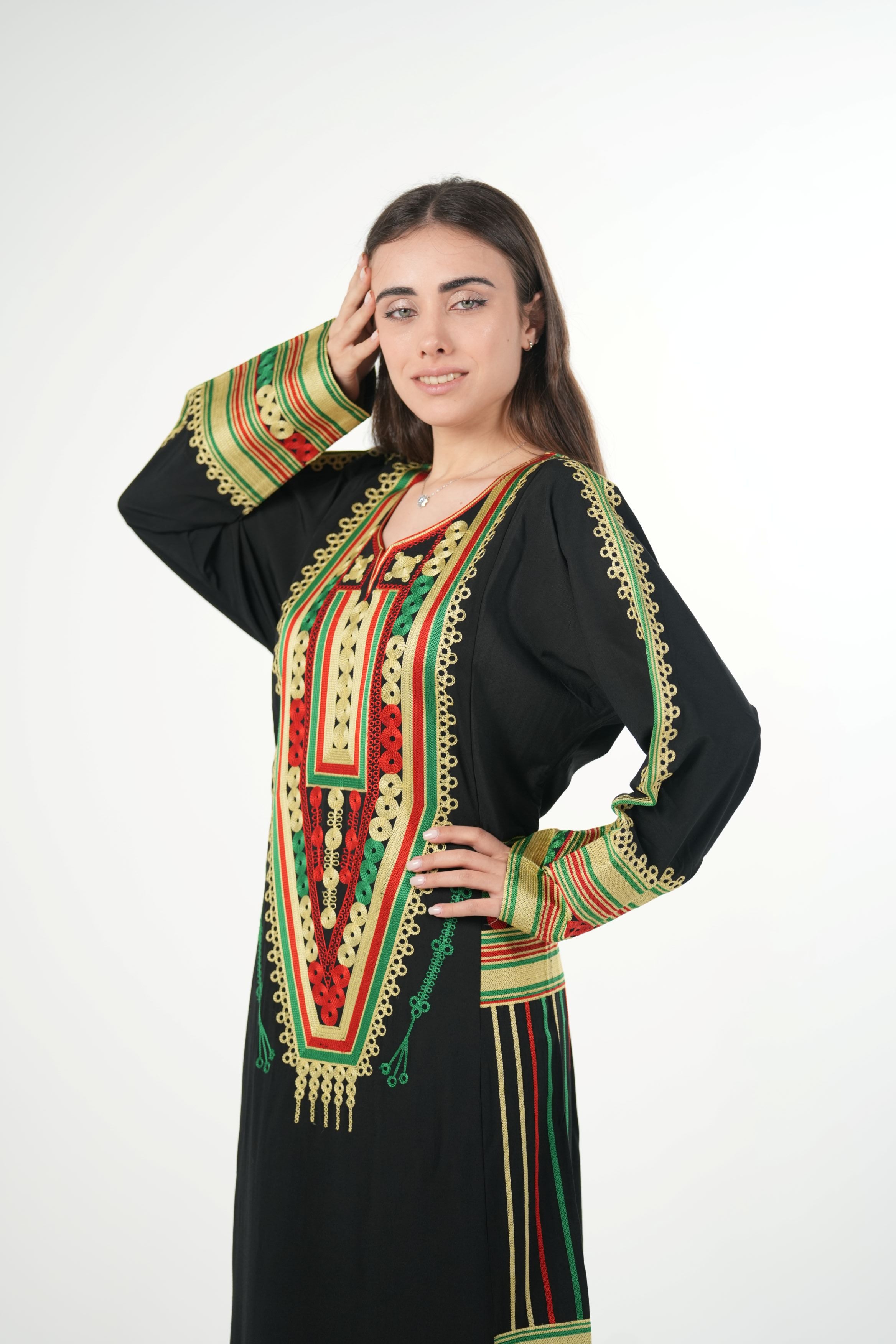 Embroidered Cotton-Linen Jalabiya