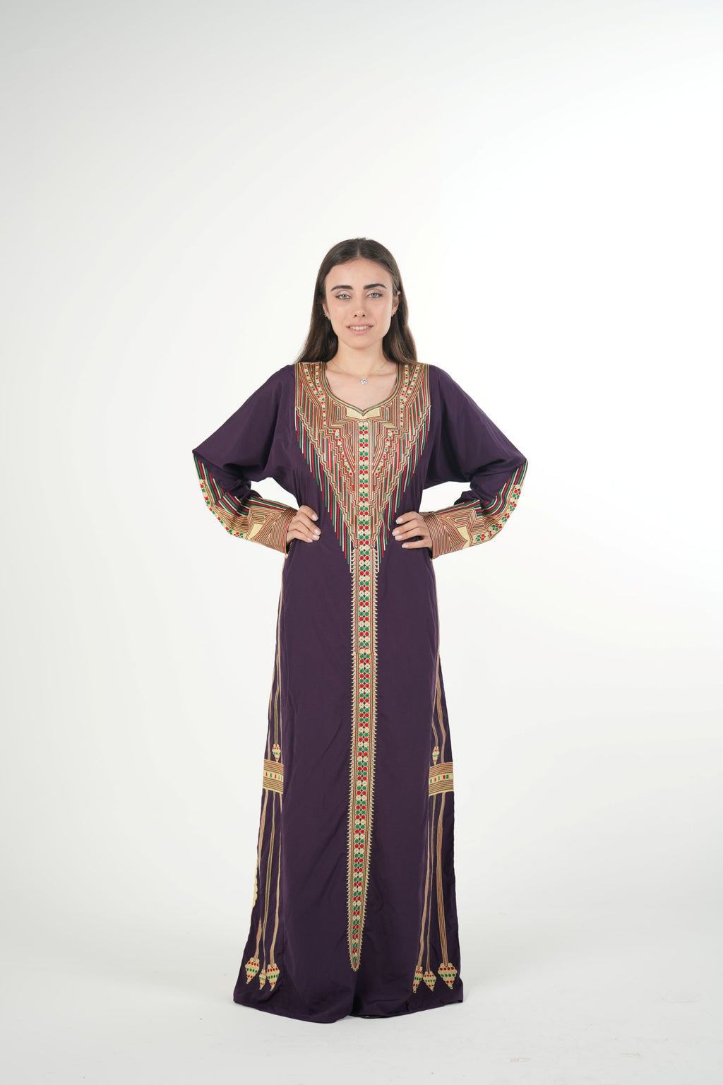 Embroidered Cotton-Linen Jalabiya