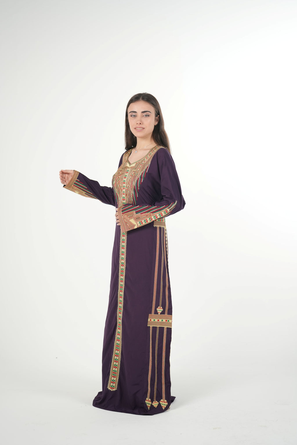 Embroidered Cotton-Linen Jalabiya