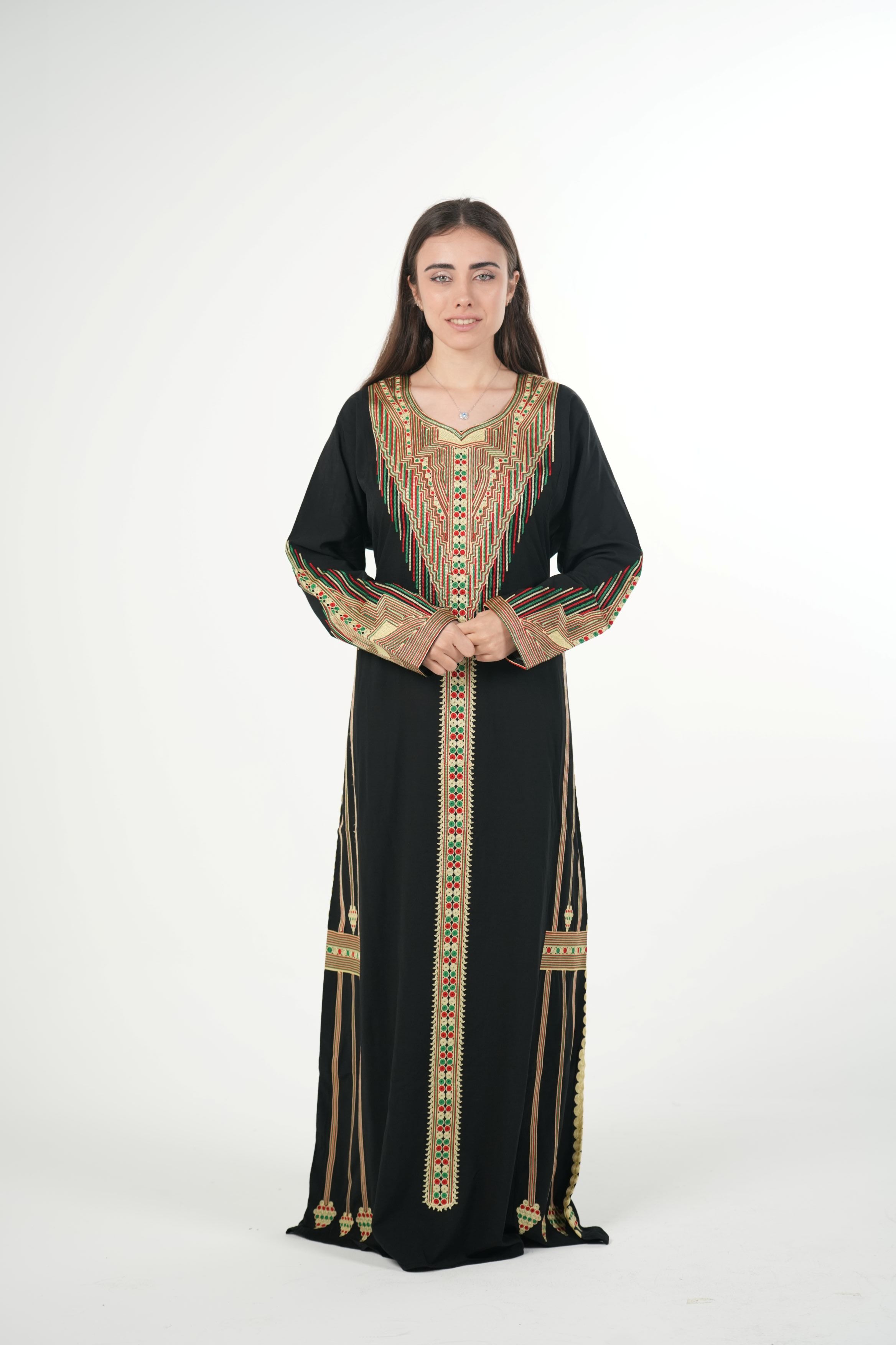 Embroidered Cotton-Linen Jalabiya