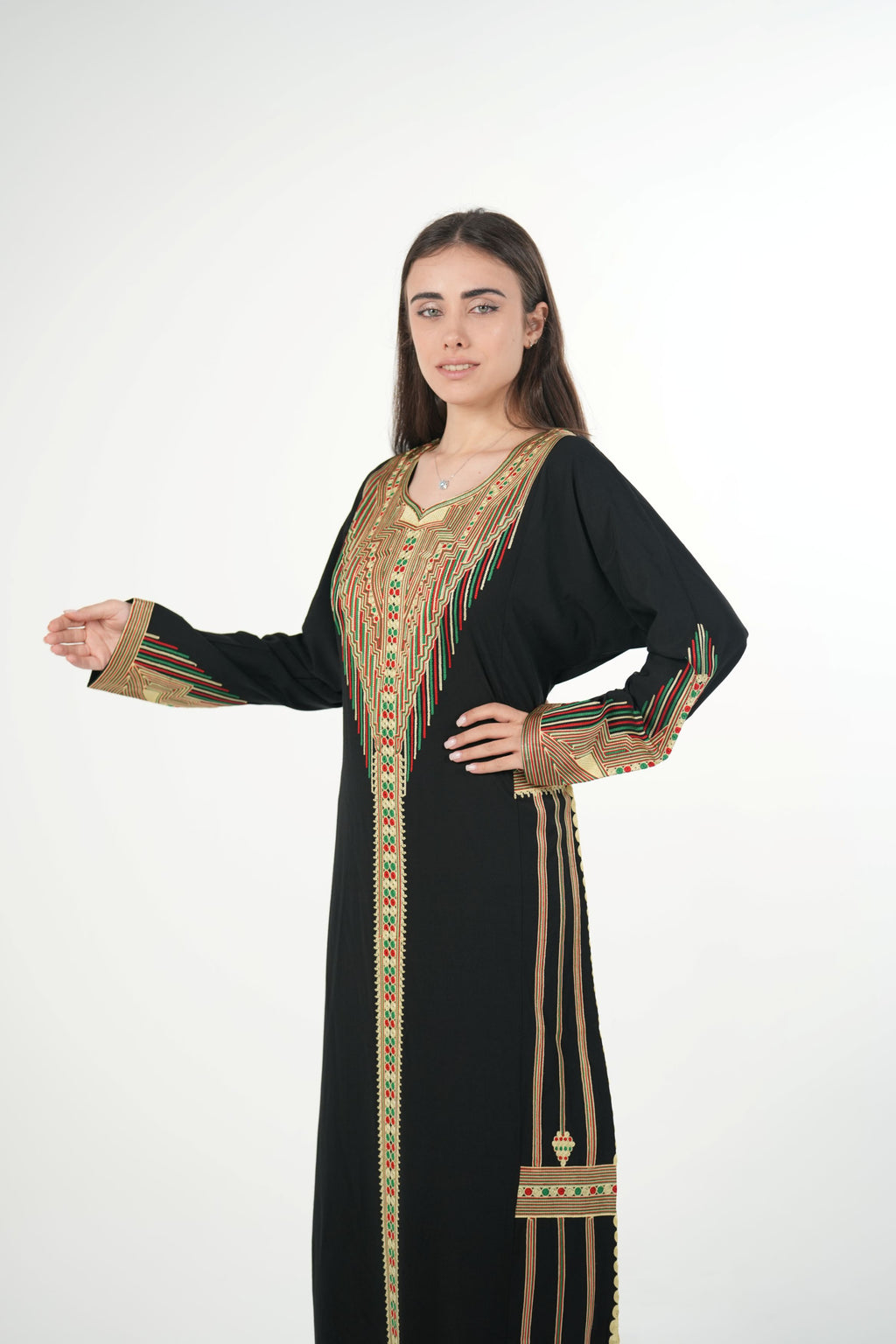 Embroidered Cotton-Linen Jalabiya