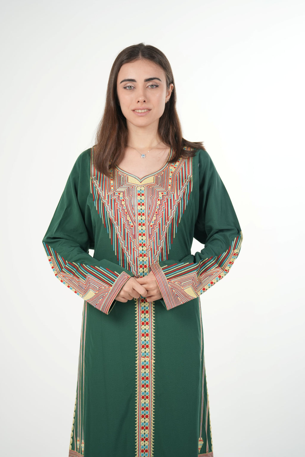Embroidered Cotton-Linen Jalabiya