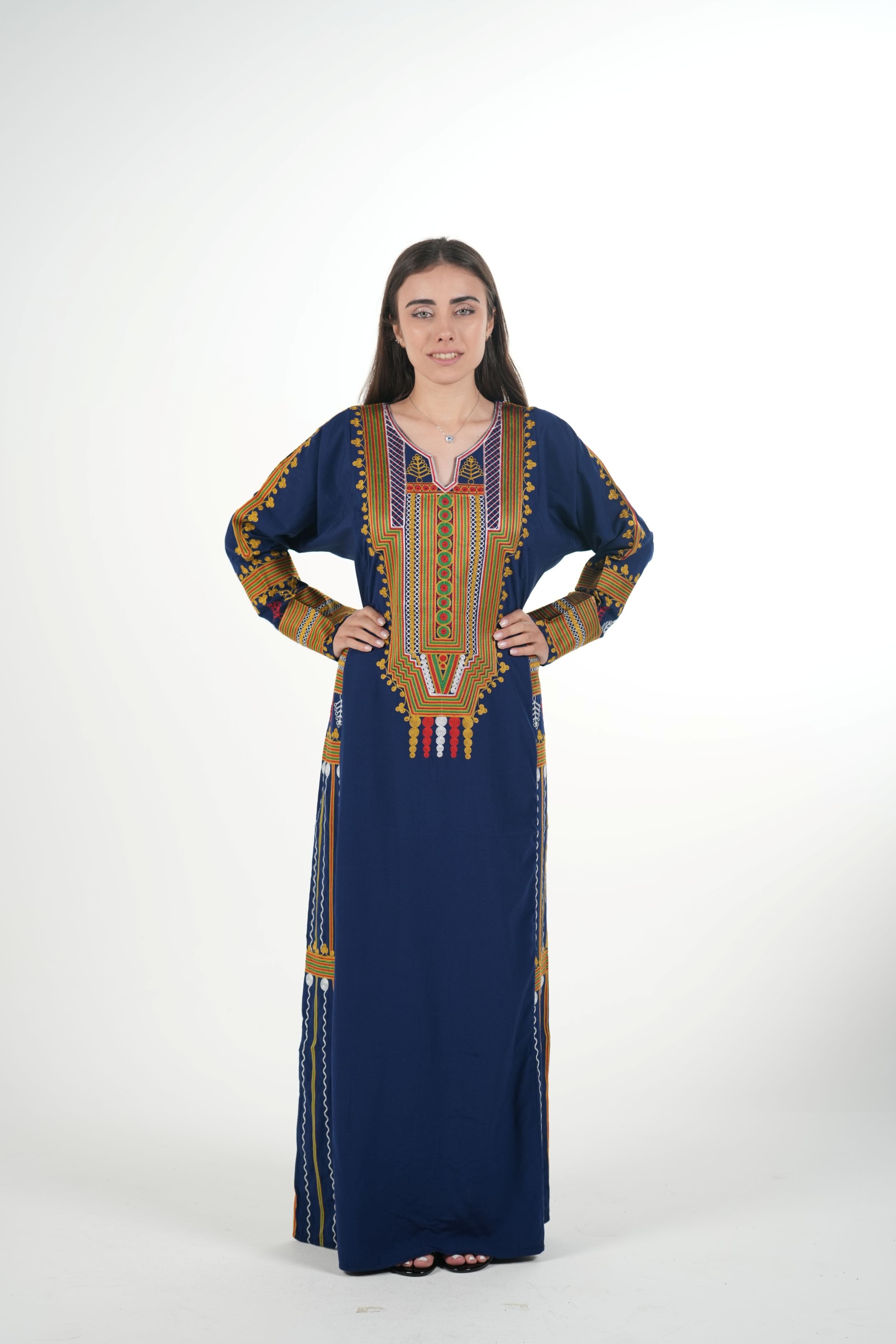 Embroidered Cotton-Linen Jalabiya