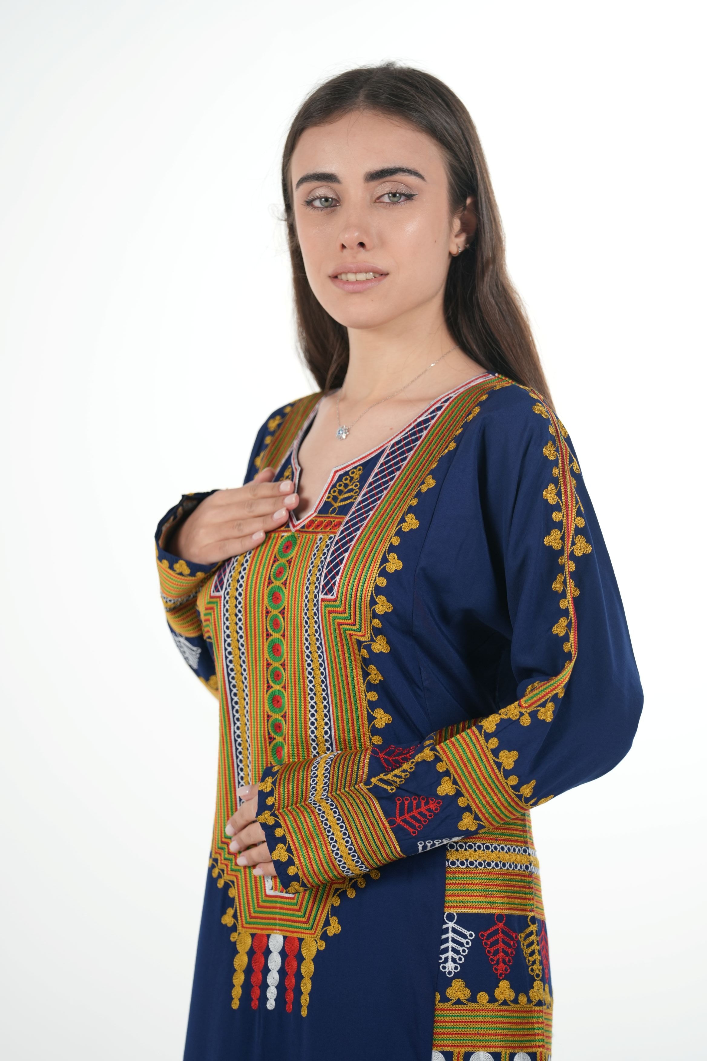 Embroidered Cotton-Linen Jalabiya