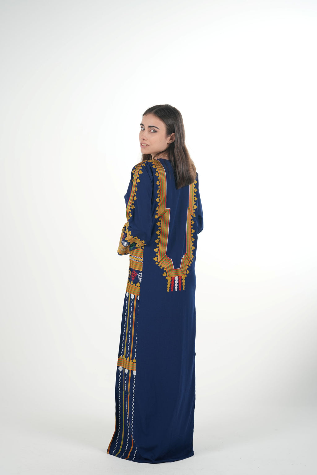 Embroidered Cotton-Linen Jalabiya