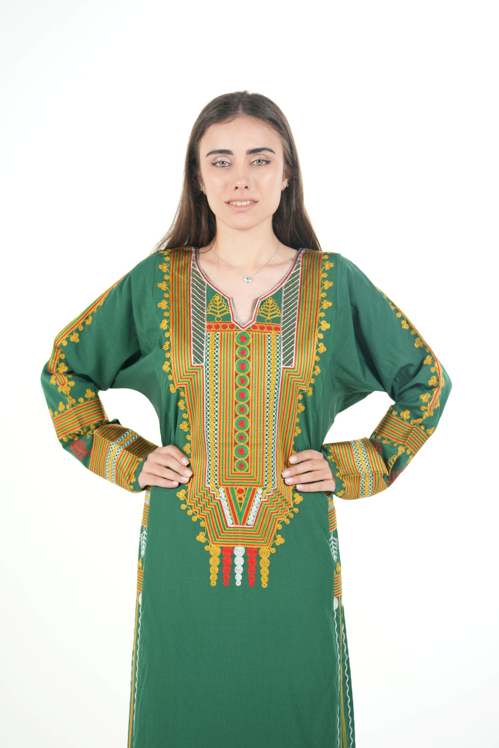 Embroidered Cotton-Linen Jalabiya