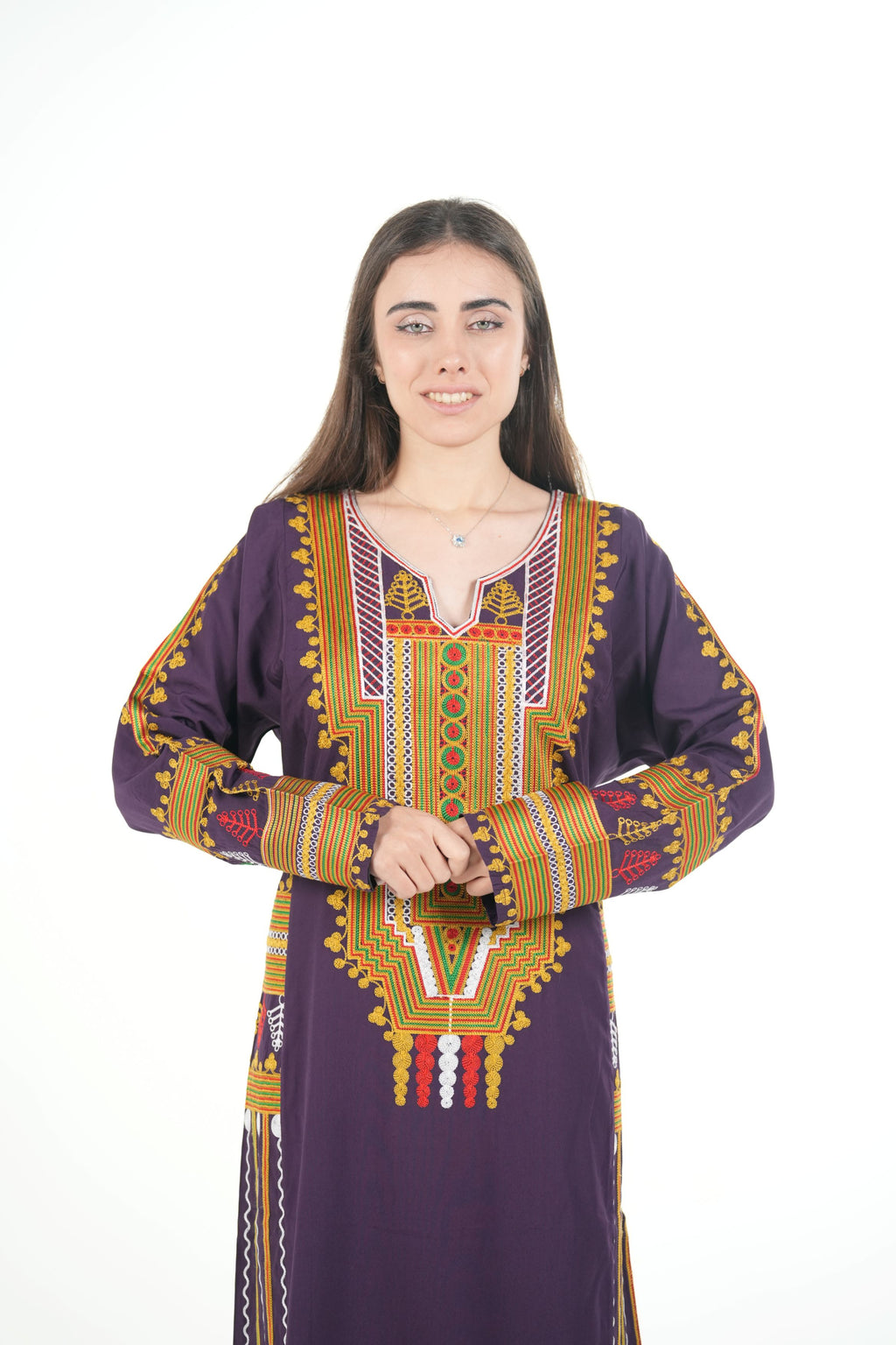 Embroidered Cotton-Linen Jalabiya