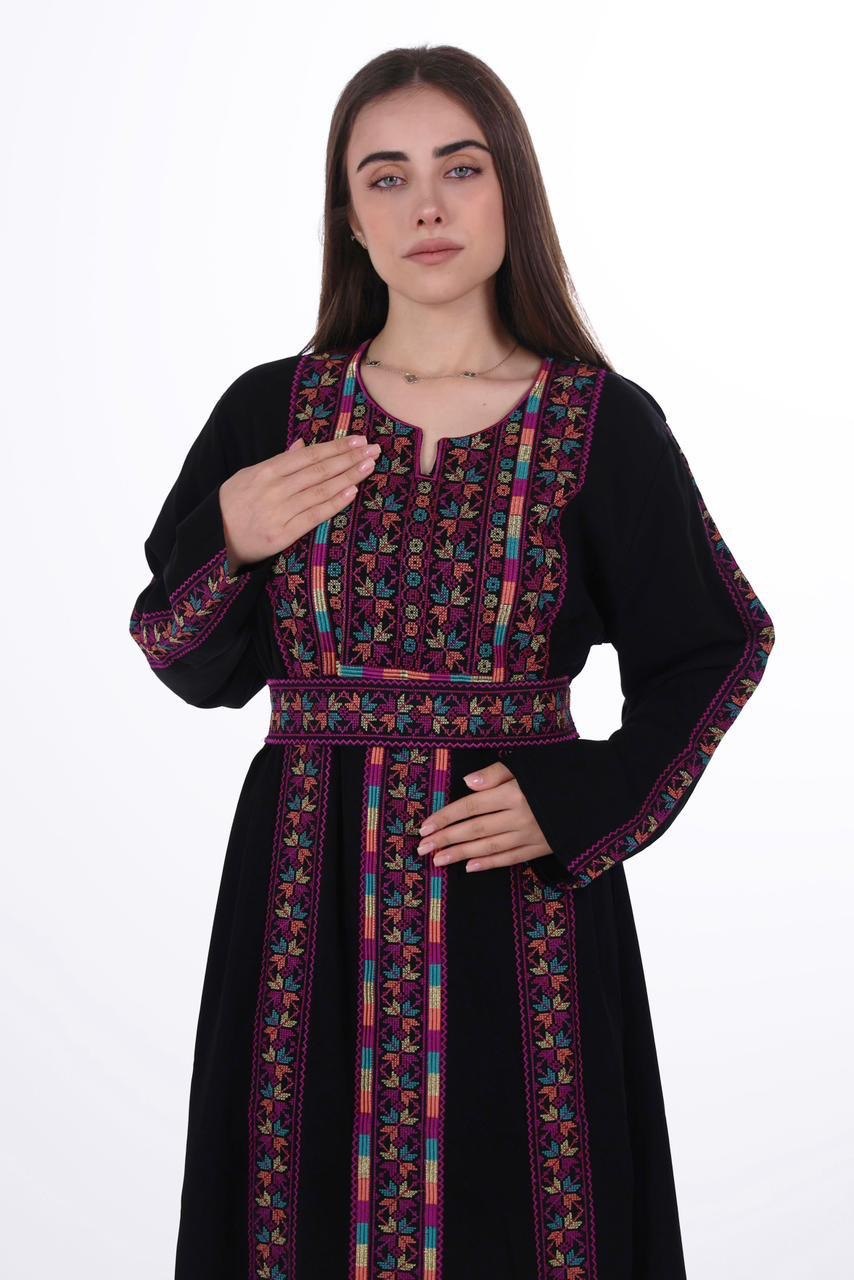 Palestinian Embroidered Jalabiya with Belt