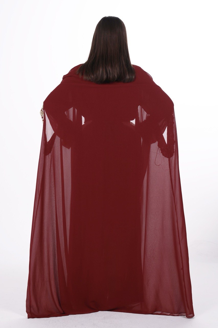 Hand-worked Gold Trim Chiffon Kaftan
