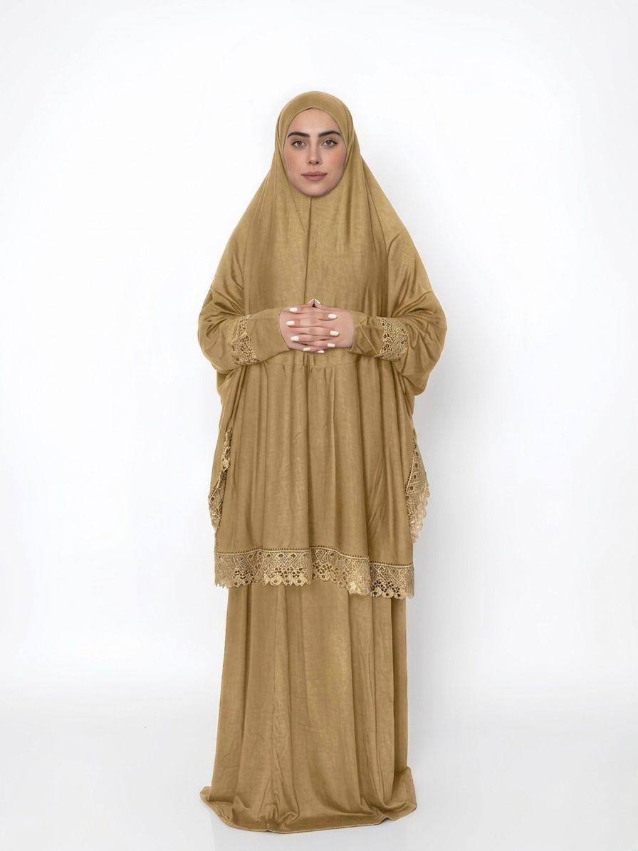 طقم صلاة من قطعتين من الليكرا مع دانتيل