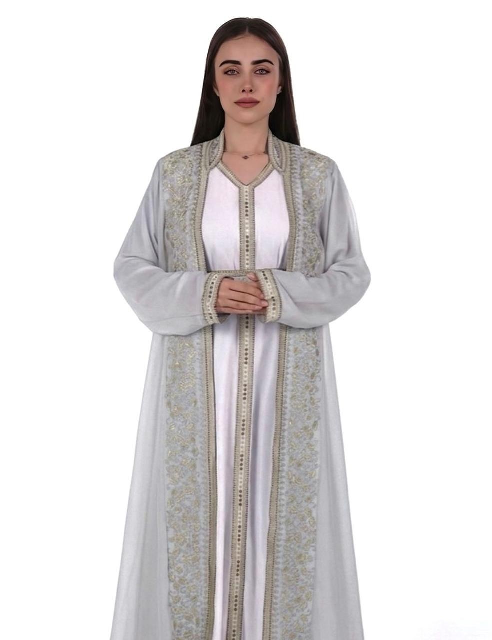 Elegant Kaftan with Golden Embroidery with Belt