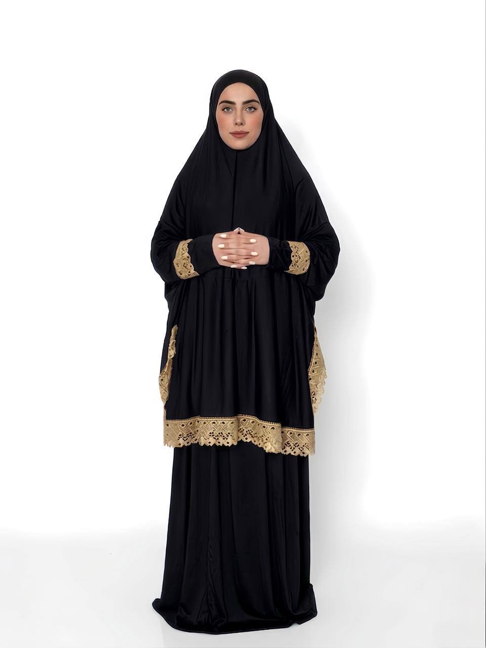 طقم صلاة من قطعتين من الليكرا مع دانتيل