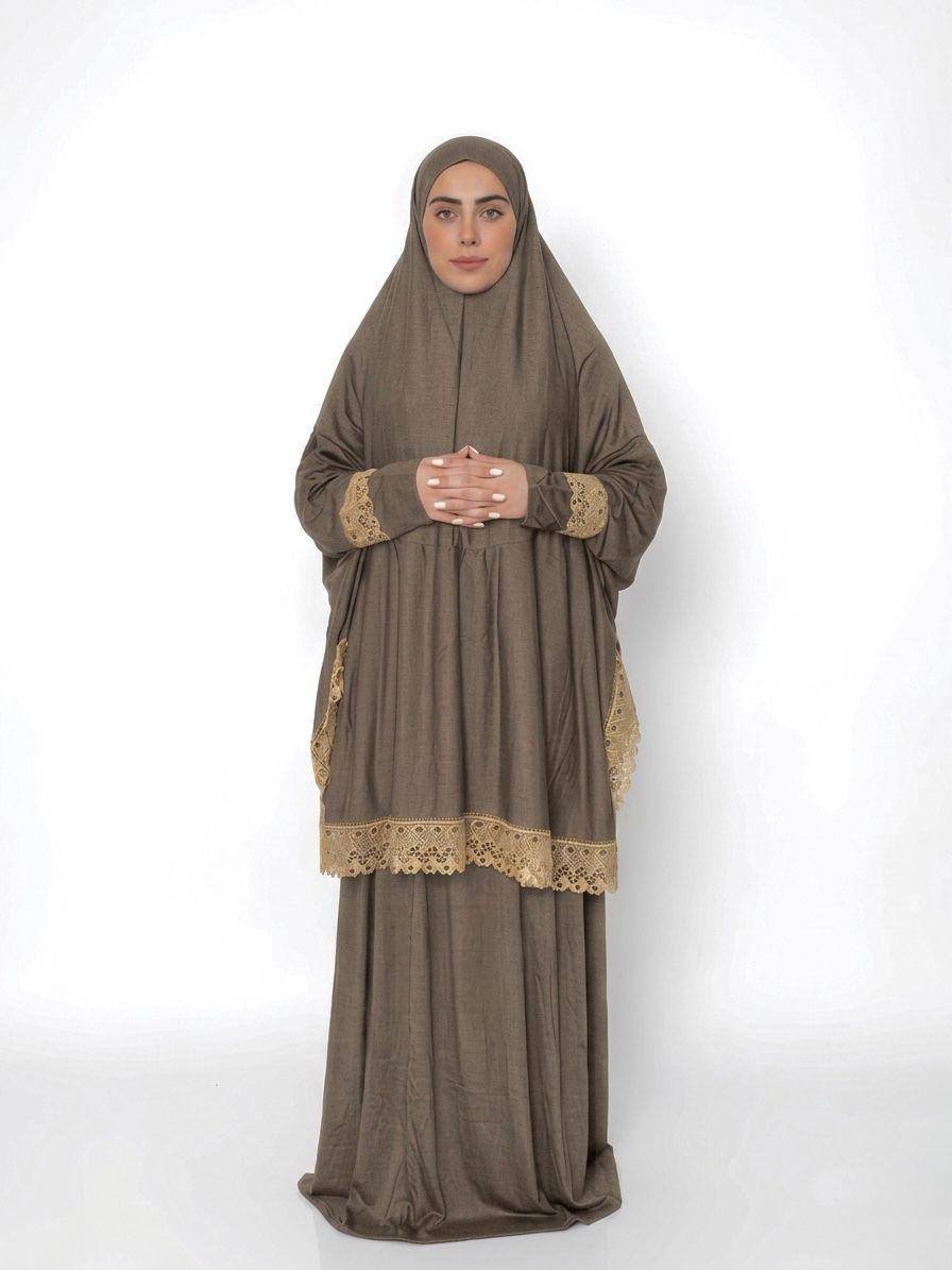 طقم صلاة من قطعتين من الليكرا مع دانتيل