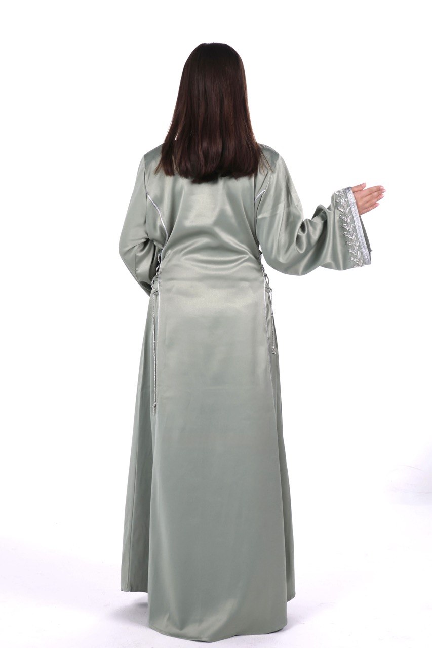 Hand-worked Satin Jalabiya with Exclusive Side-tie Belt