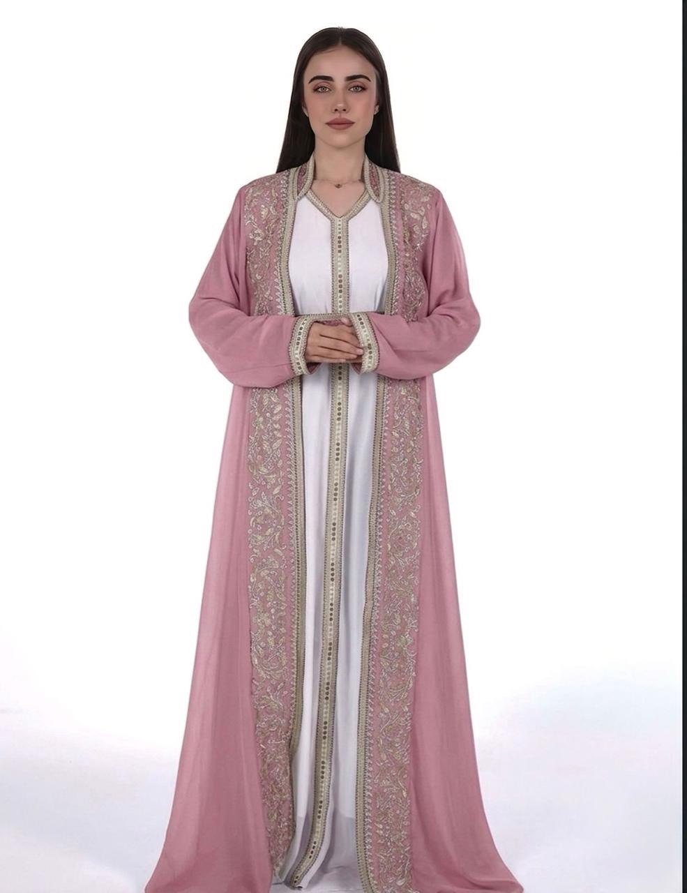 Elegant Kaftan with Golden Embroidery with Belt
