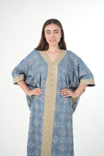 Elegant Embroidered Linen Jalabiya