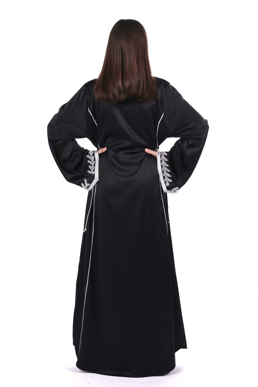 Hand-worked Satin Jalabiya with Exclusive Side-tie Belt