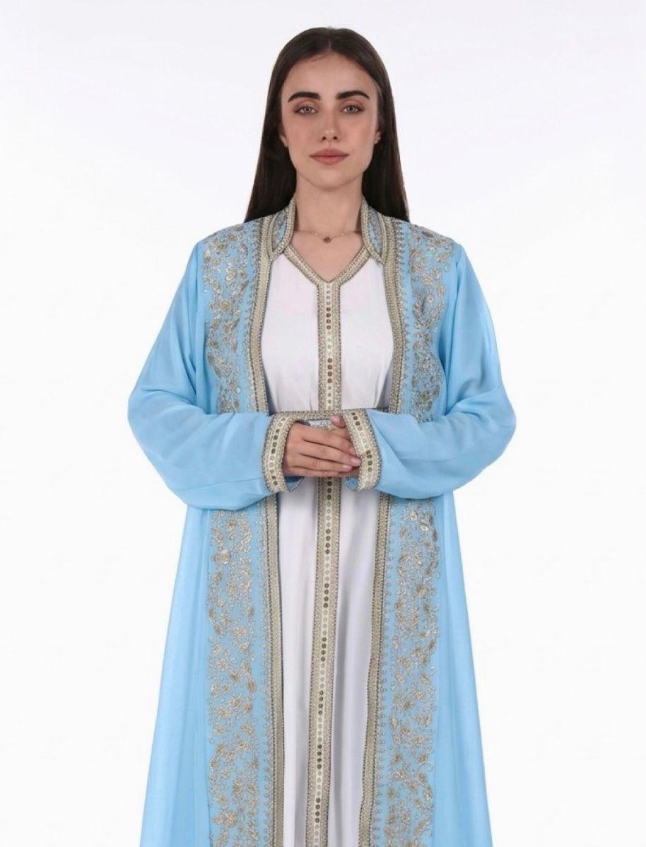 Elegant Kaftan with Golden Embroidery with Belt
