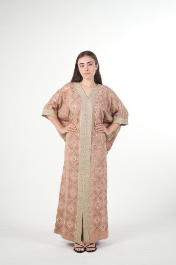 Elegant Embroidered Linen Jalabiya