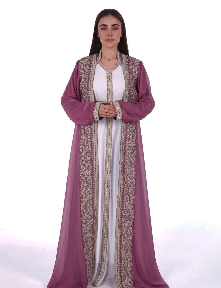 Elegant Kaftan with Golden Embroidery with Belt