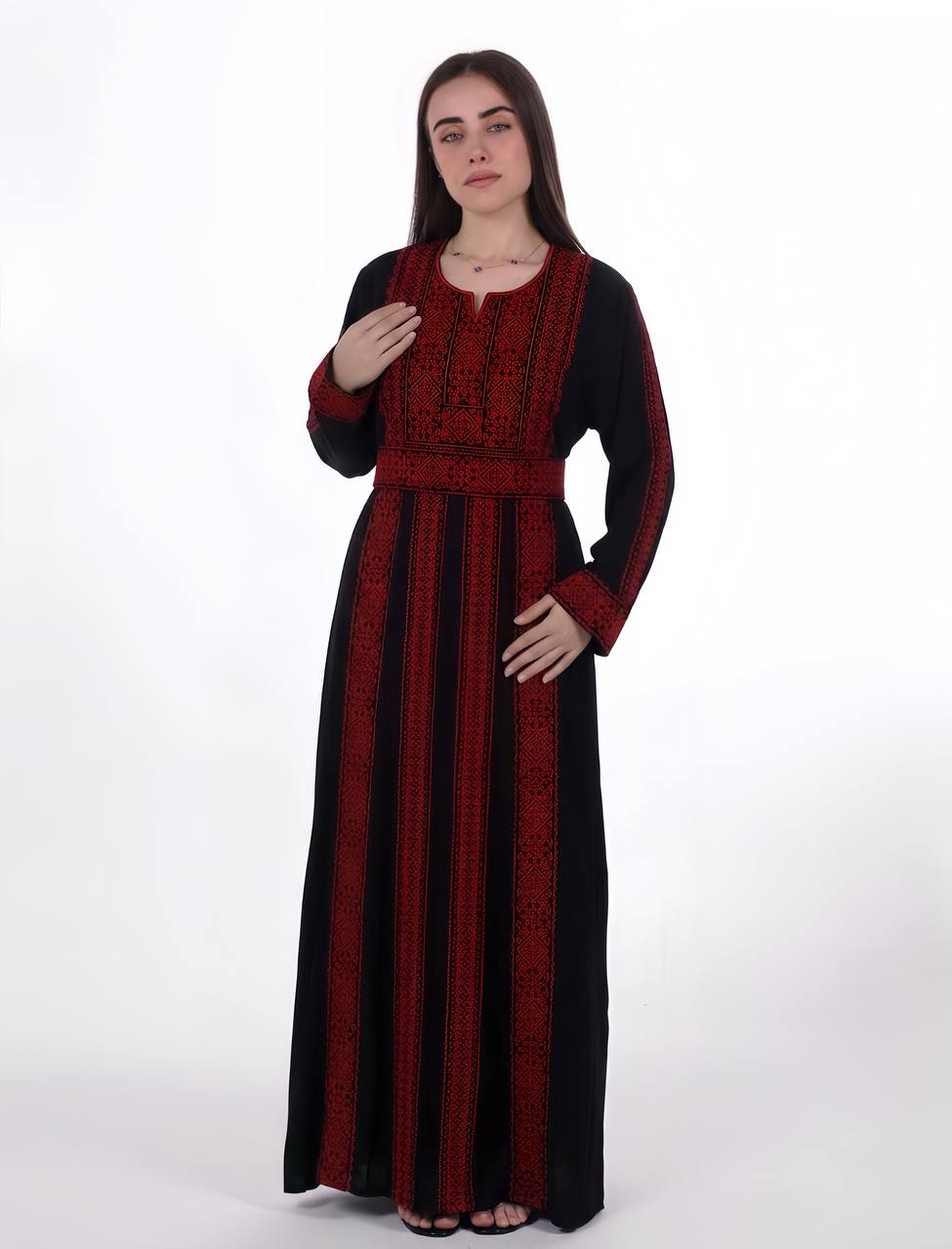 Palestinian Embroidered Jalabiya with Belt