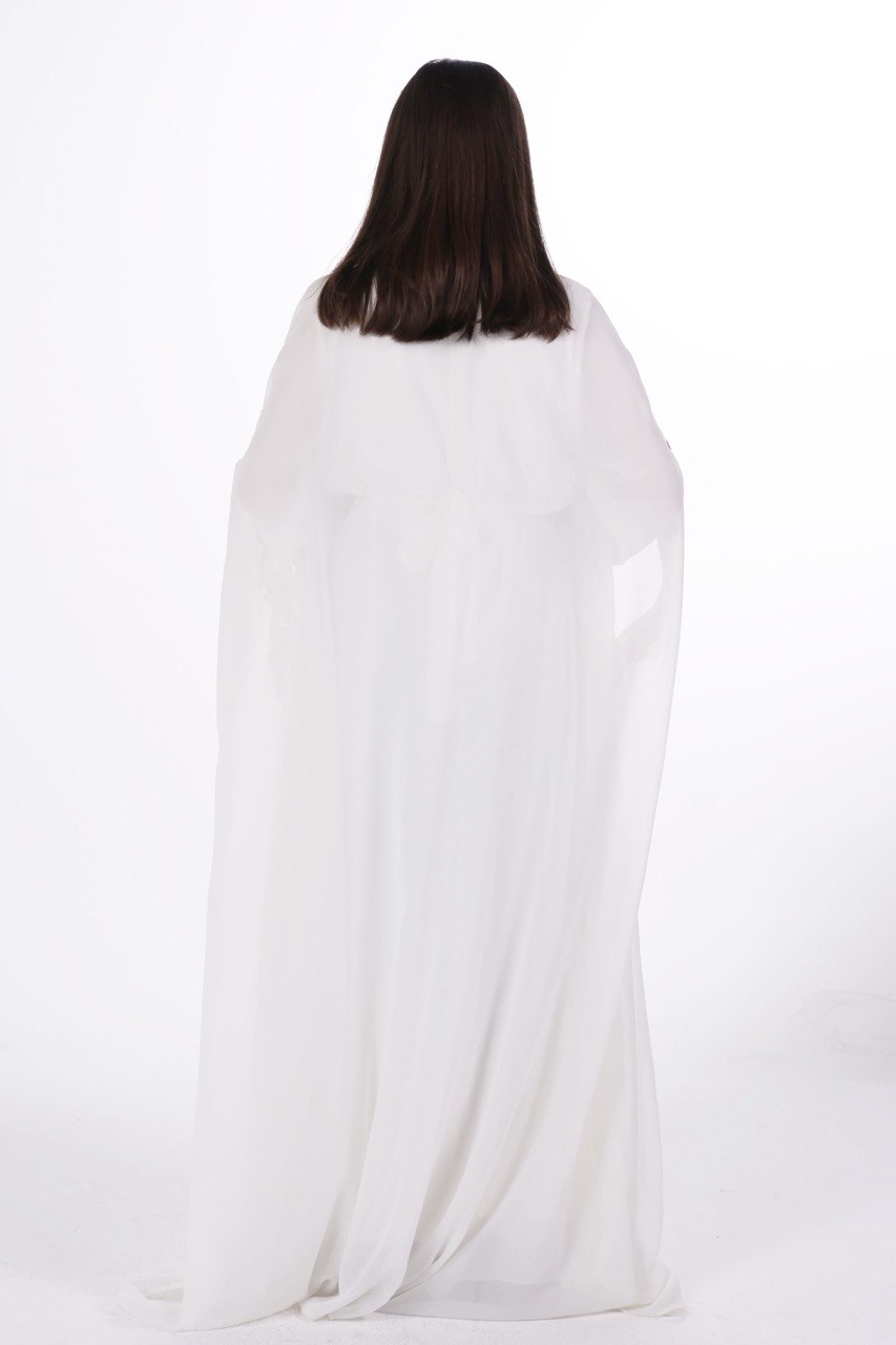 Hand-worked Gold Trim Chiffon Kaftan