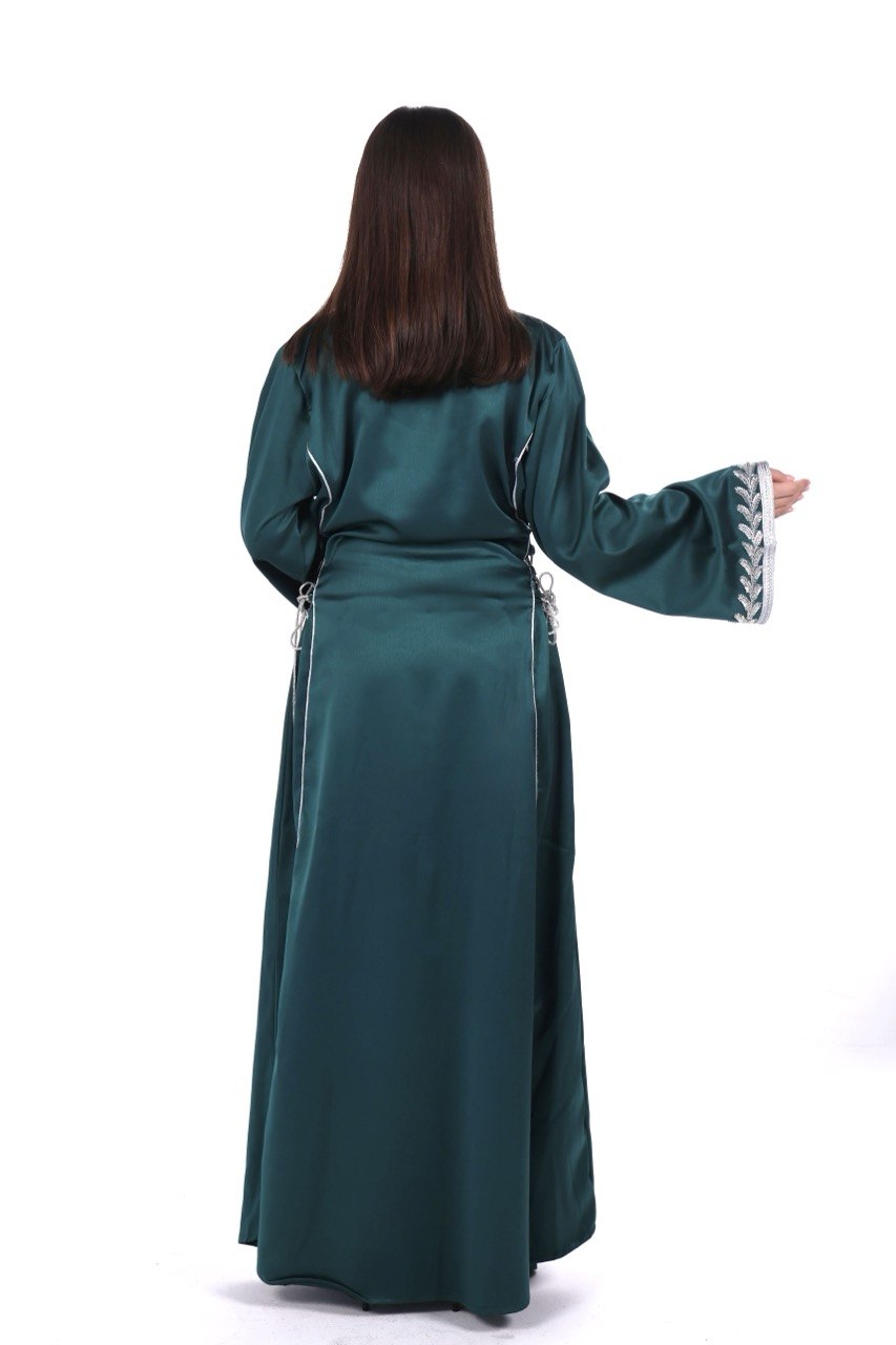 Hand-worked Satin Jalabiya with Exclusive Side-tie Belt