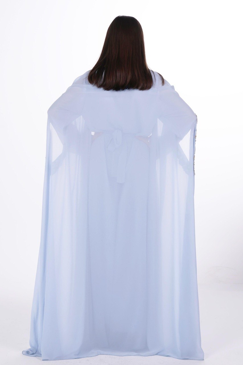 Hand-worked Gold Trim Chiffon Kaftan