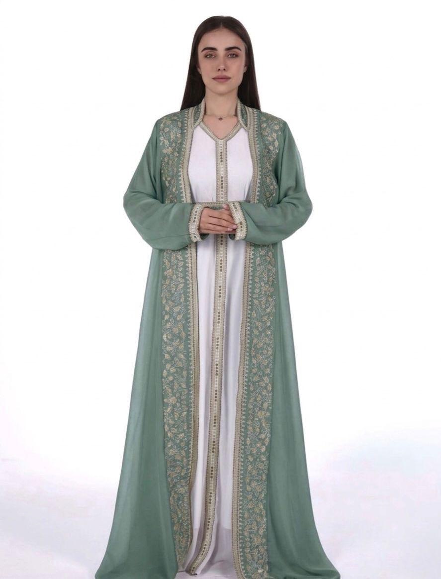 Elegant Kaftan with Golden Embroidery with Belt