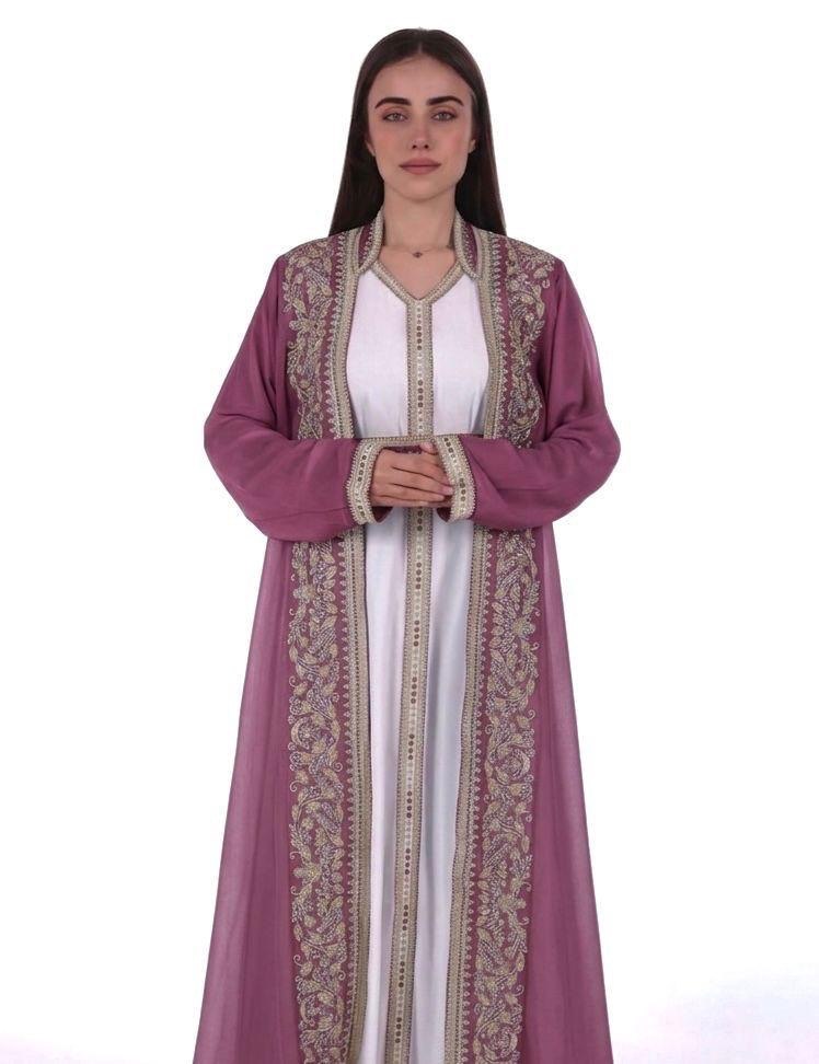 Elegant Kaftan with Golden Embroidery with Belt