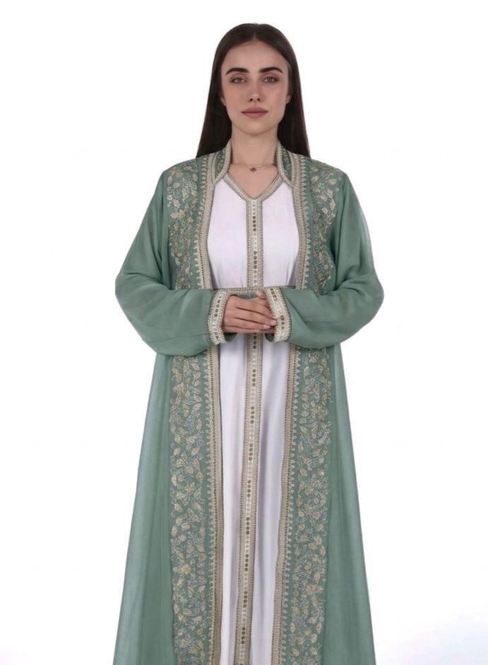 Elegant Kaftan with Golden Embroidery with Belt