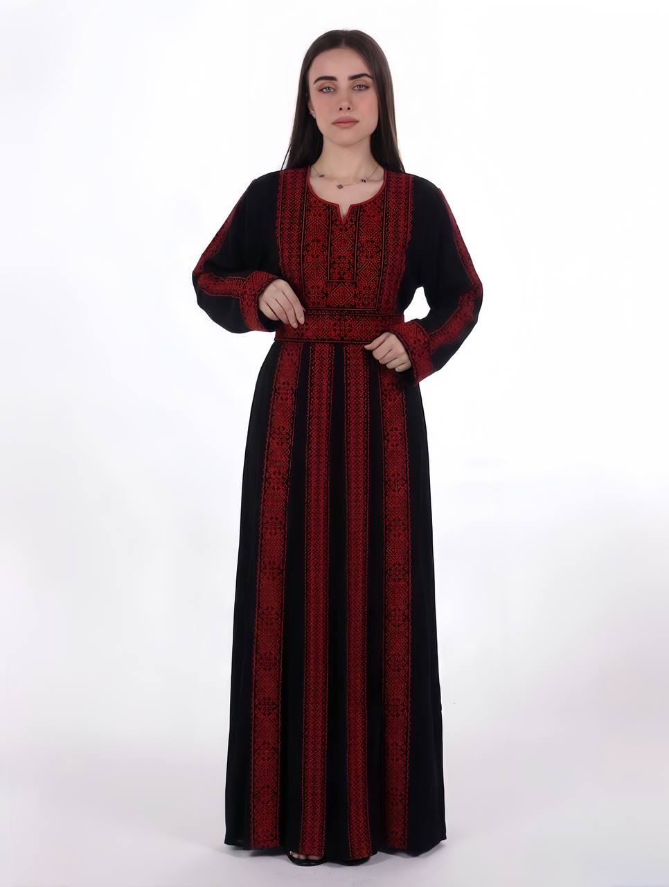 Palestinian Embroidered Jalabiya with Belt