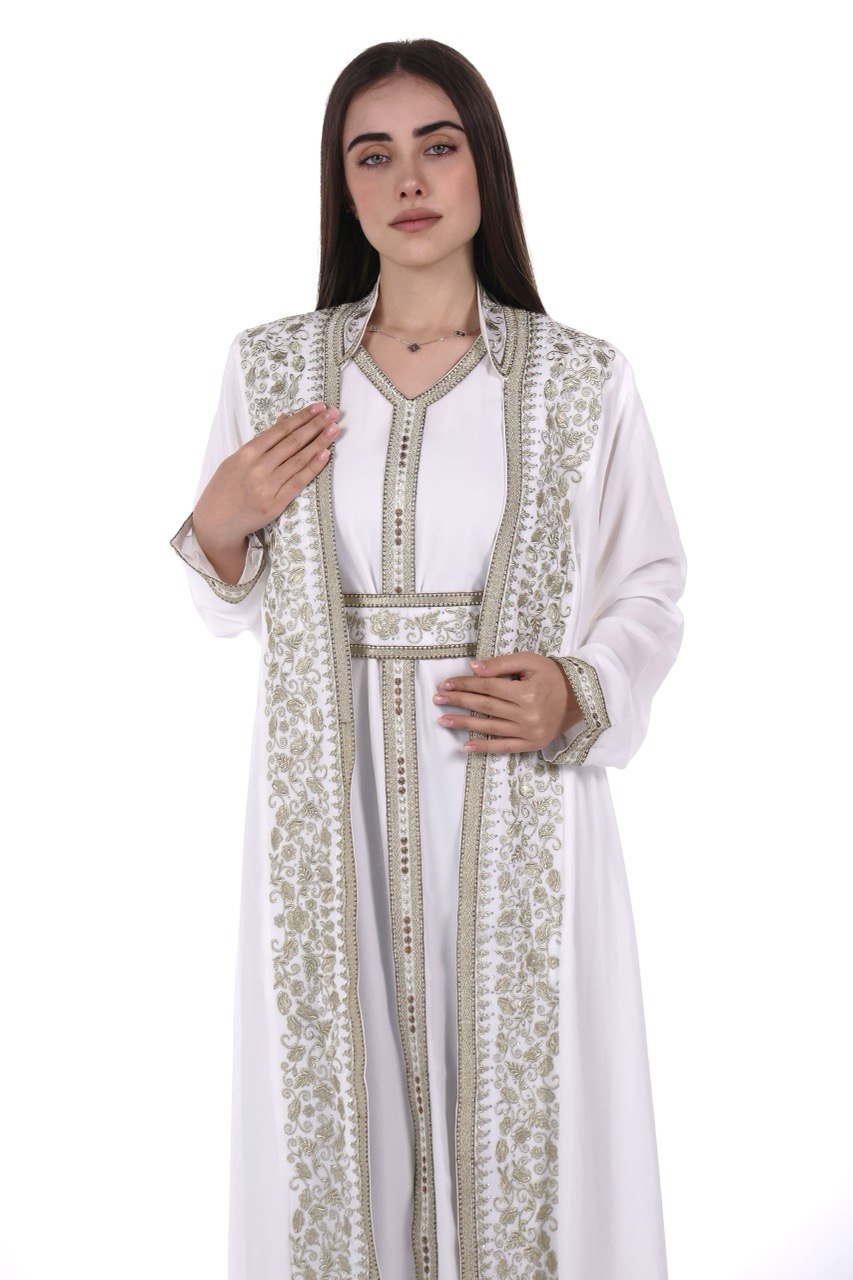 Elegant Kaftan with Golden Embroidery with Belt