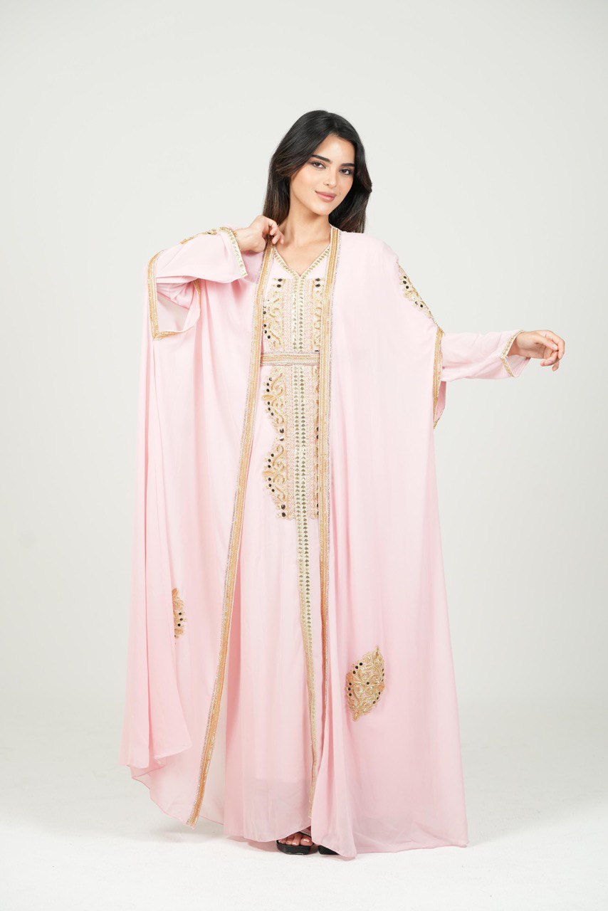 Hand-Embroidered Chiffon Kaftan – Luxury Occasion Wear