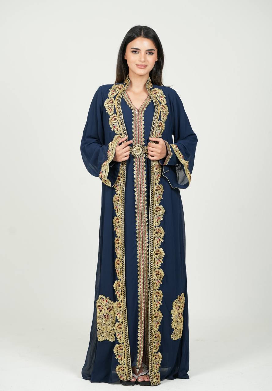 قفطان شيفون مطرز يدويًا