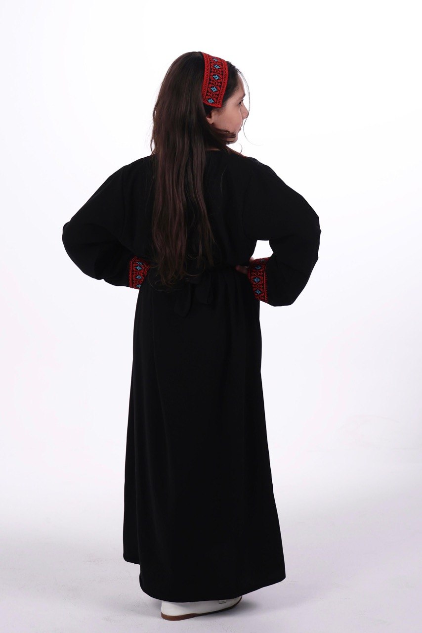 Palestinian Embroidered Thobe with Belt and Headband - Mother & Daughter Set