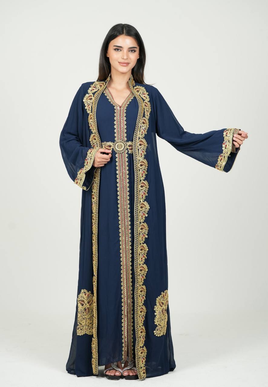 قفطان شيفون مطرز يدويًا