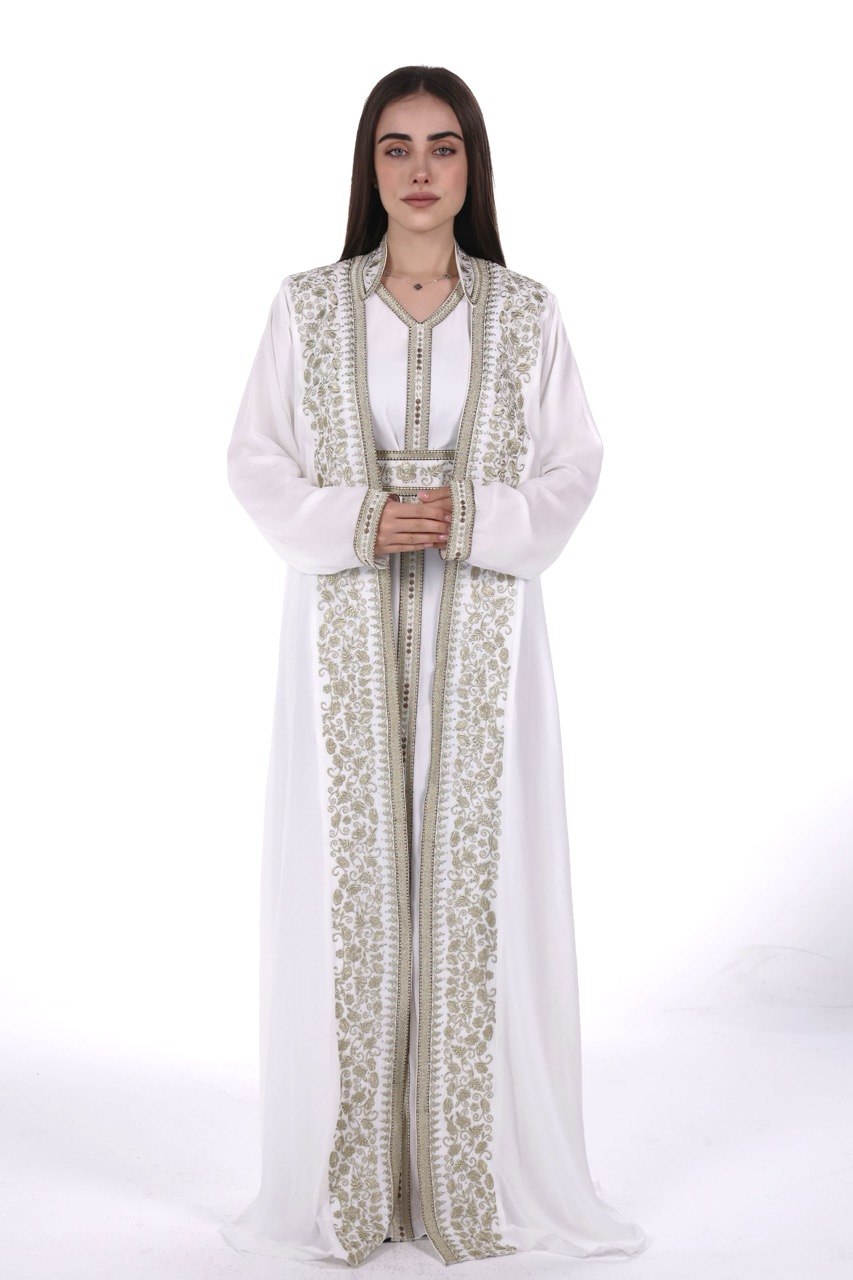 Elegant Kaftan with Golden Embroidery with Belt