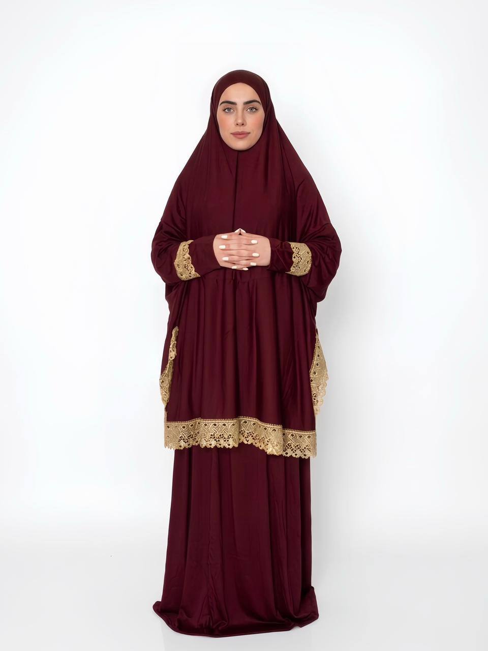 طقم صلاة من قطعتين من الليكرا مع دانتيل