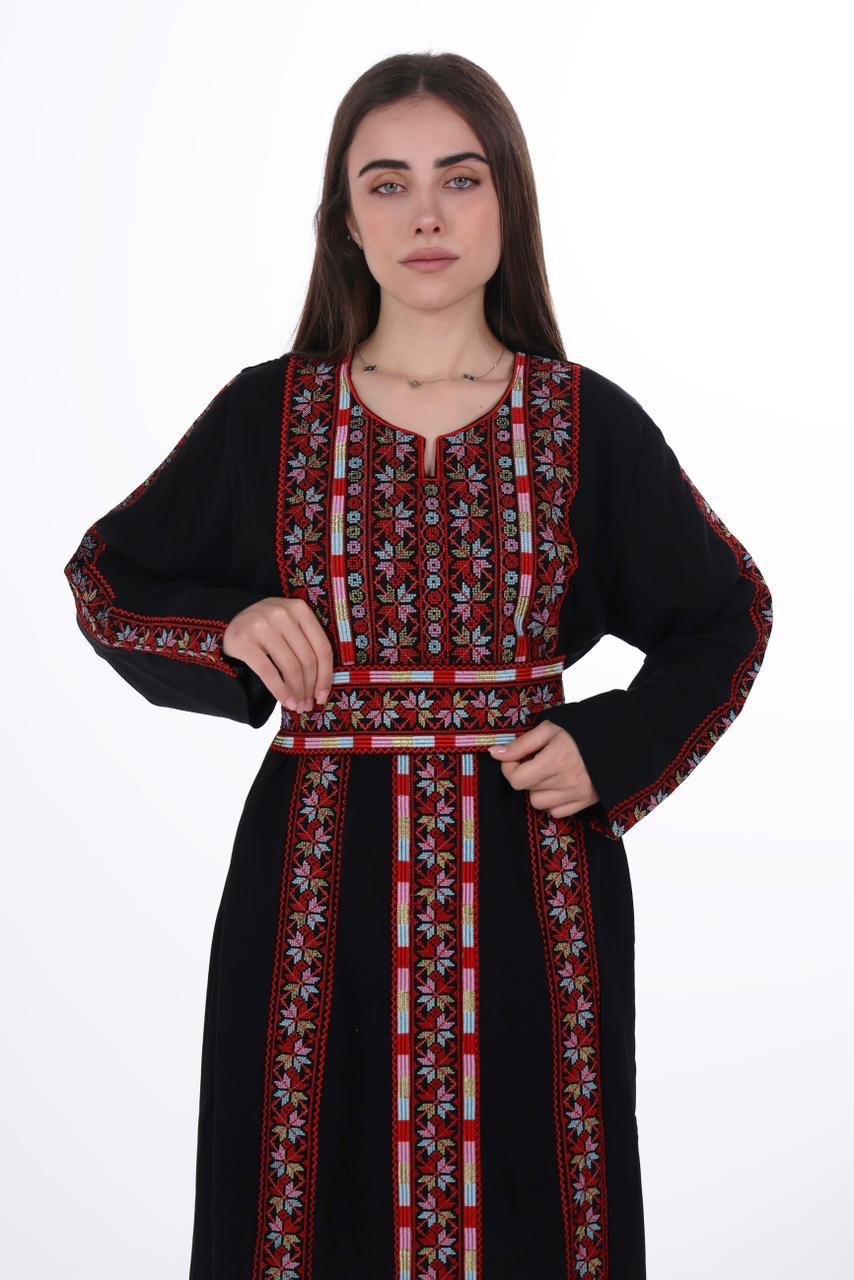 Palestinian Embroidered Jalabiya with Belt