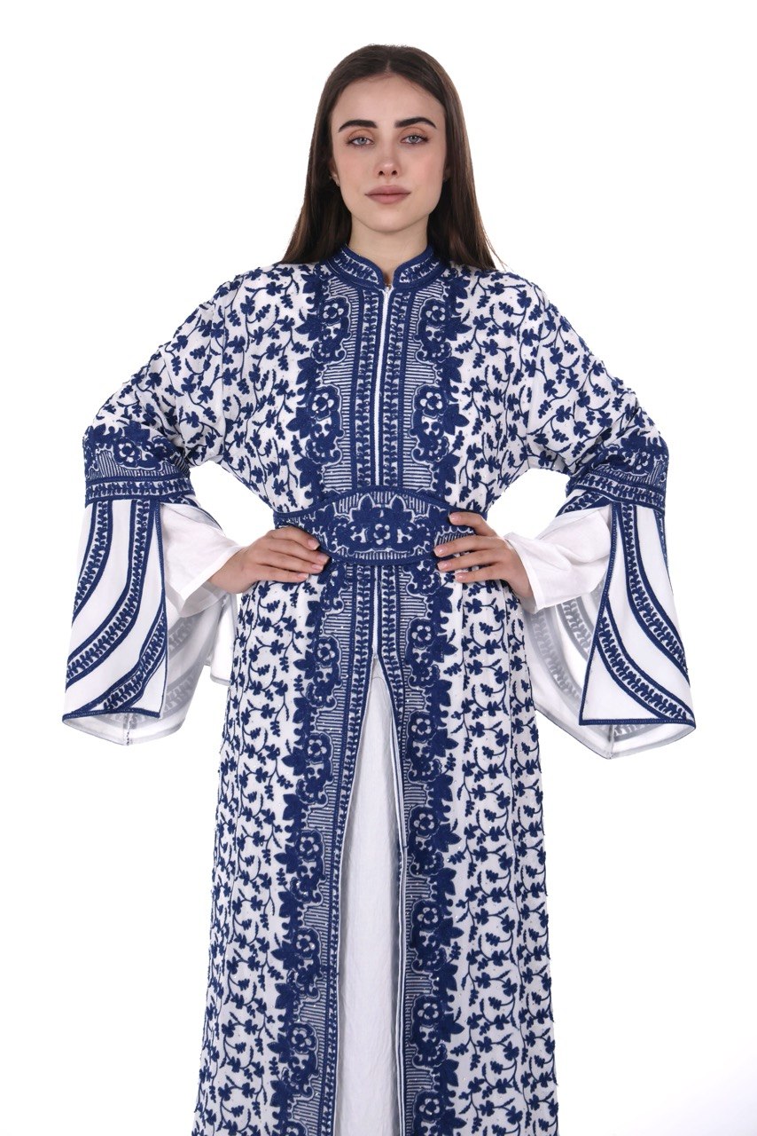 The Fully Embroidered Linen Thobe