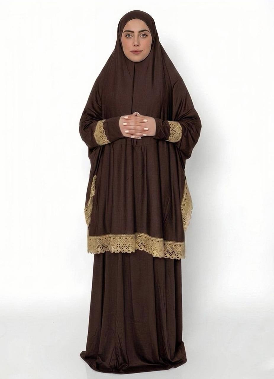 طقم صلاة من قطعتين من الليكرا مع دانتيل