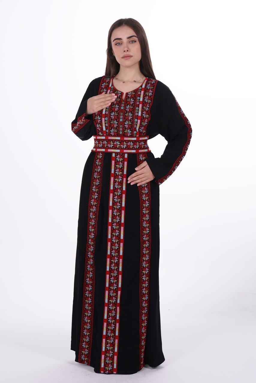 Palestinian Embroidered Jalabiya with Belt
