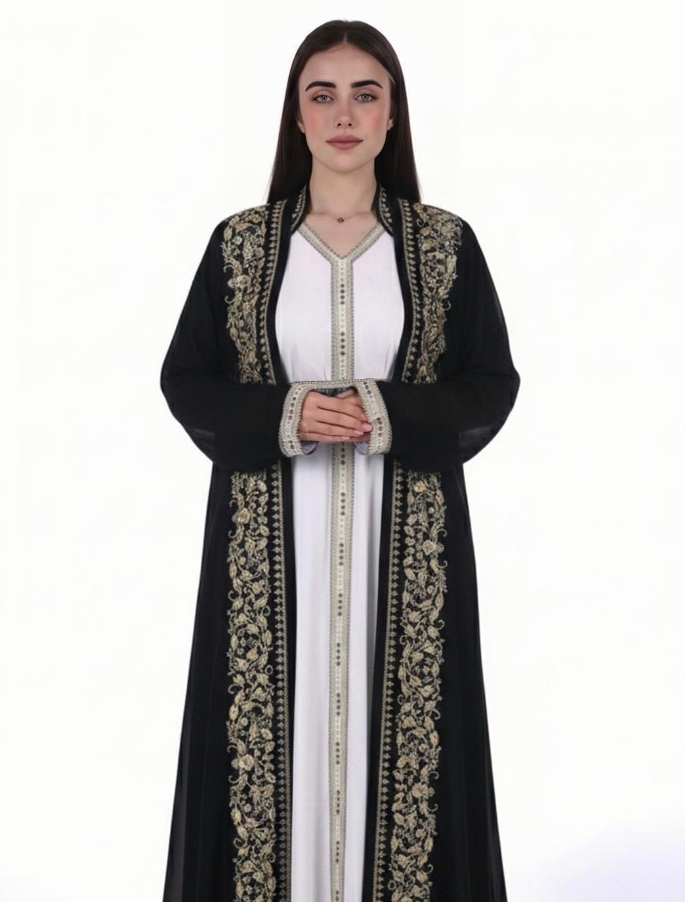 Elegant Kaftan with Golden Embroidery with Belt
