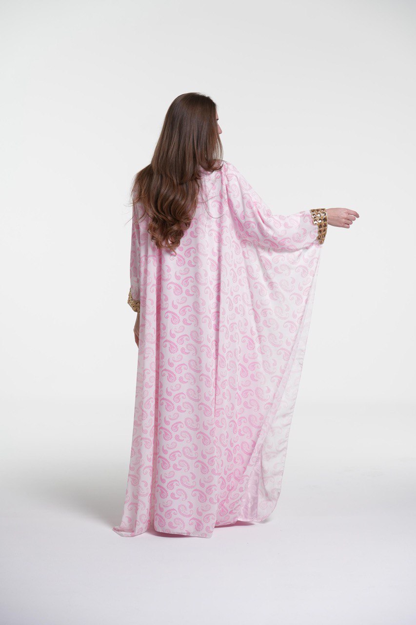 Printed Elegant Kaftan with Golden Embroidery