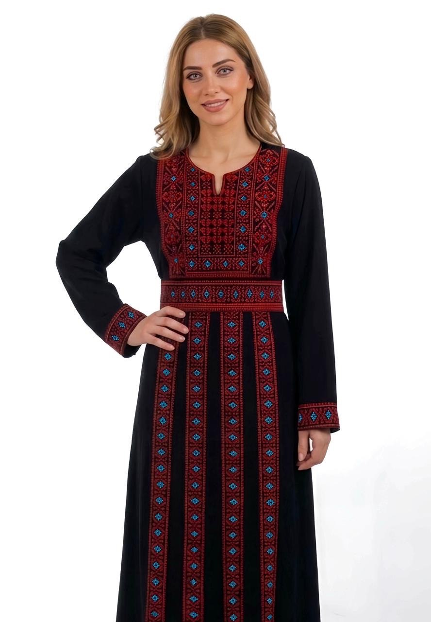 Palestinian Embroidered Thobe with Belt - Mother & Daughter Set