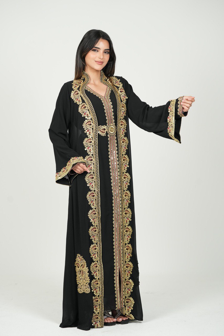 قفطان شيفون مطرز يدويًا