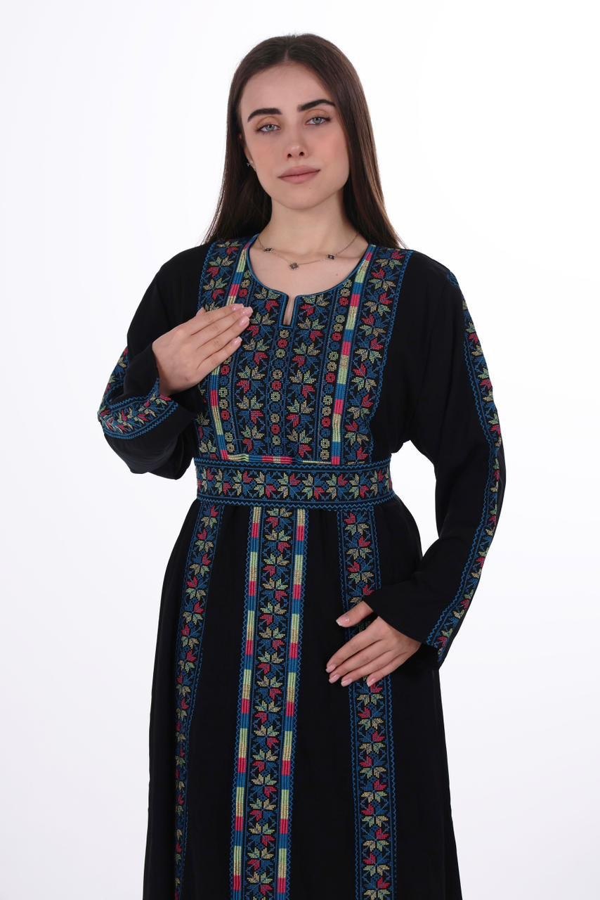Palestinian Embroidered Jalabiya with Belt